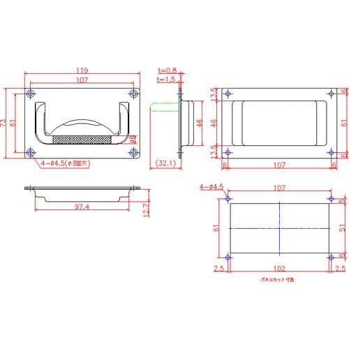 ジョー・プリンス ステンレス平面取手