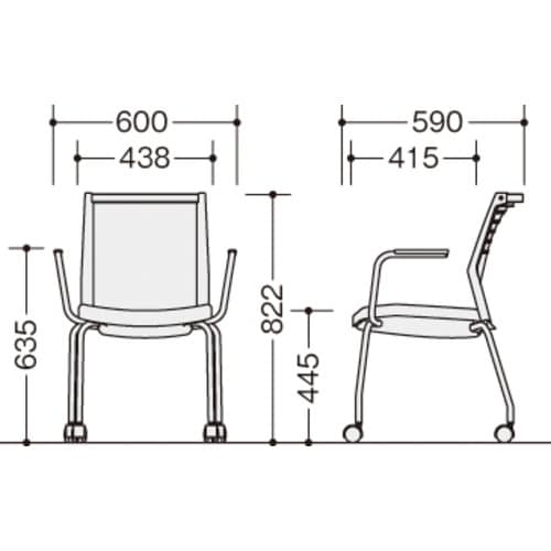 NAIKI ミーティングチェアー(肘付) E290