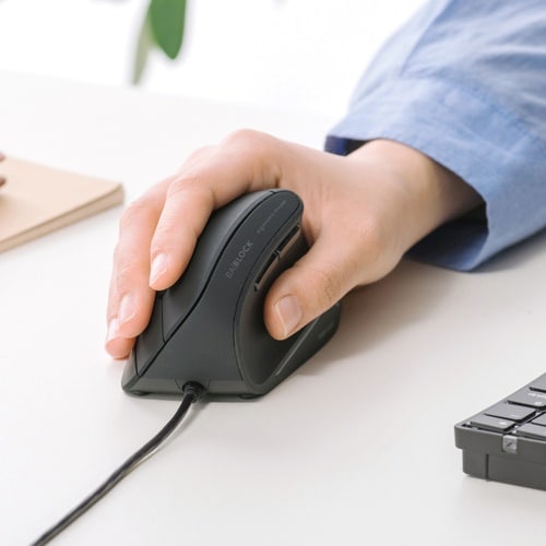 SANWA 抗菌静音有線エルゴノミクスマウス