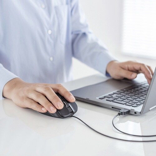 SANWA 有線ブルーLEDマウス(5ボタン)