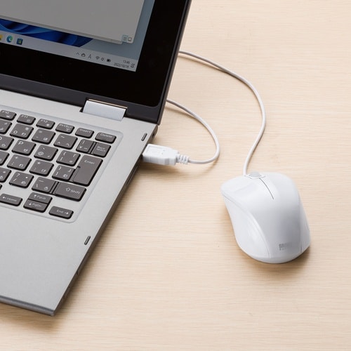 SANWA 抗菌・静音有線ブルーLEDマウス