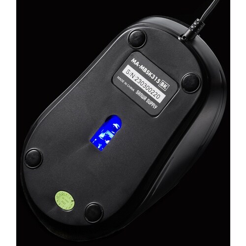 SANWA 抗菌・静音有線巻取りブルーLEDマウス