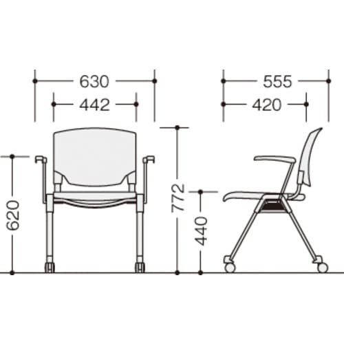 NAIKI ミーティングチェアー(肘付) E470