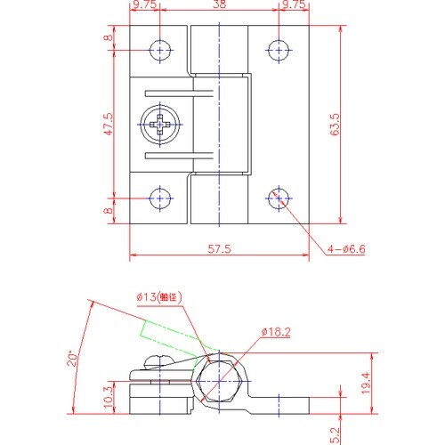 ジョー・プリンス 調整式トルクヒンジ 63.5mm
