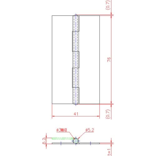 ジョー・プリンス 鉄薄口蝶番(穴ナシ)76mm