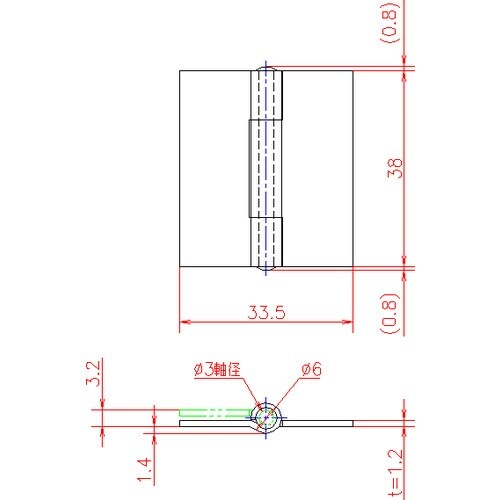 ジョー・プリンス 鉄厚口蝶番(穴ナシ)38mm