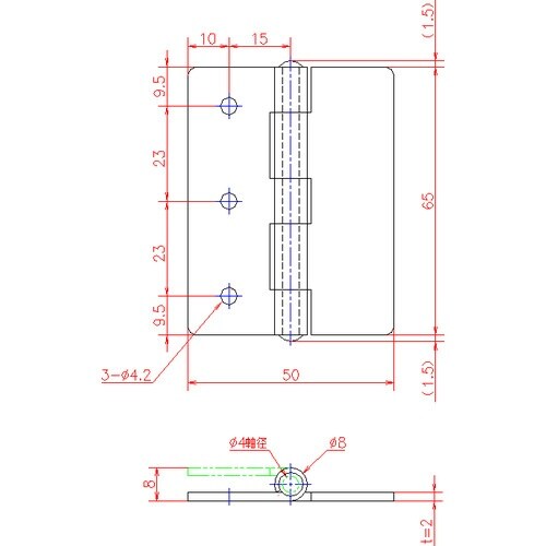 ジョー・プリンス ステンレス蝶番(片羽根穴アキ)6