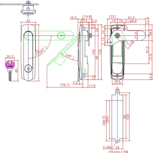 ジョー・プリンス スイングハンドル 鍵付 同一 G
