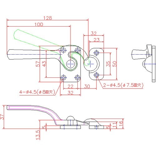 ジョー・プリンス ステンレス鎌型ハンドル 大 左