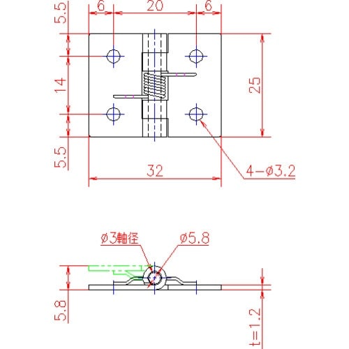 ジョー・プリンス ステンレススプリング蝶番(穴アキ