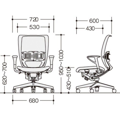 NAIKI ワークチェアー YE型/背:ブラック