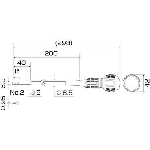 アネックス スリム絶縁ドライバー −6×200