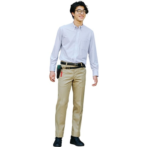 ピエ メンズ長袖ボタン無地ダウンシャツAZ6341