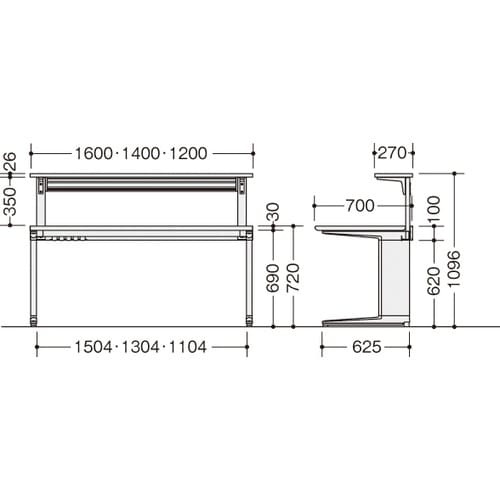 NAIKI 平デスク(机上テーブル付) トリアス