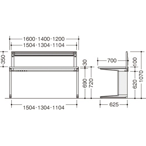 NAIKI 平デスク(ミドルフレーム付) トリアス
