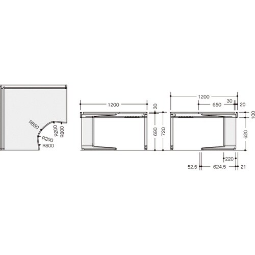NAIKI コーナーデスク(90°用) トリアス