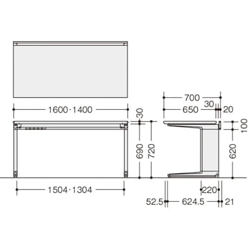 NAIKI 平デスク トリアス TR型/天板:ダー