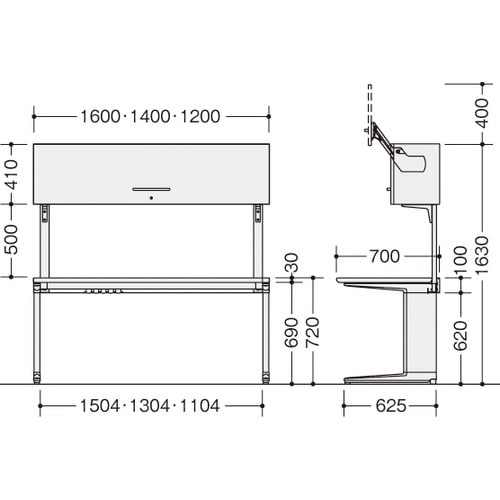 NAIKI 平デスク(上部ボックス付) トリアス