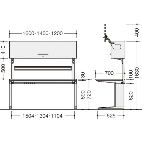 NAIKI 平デスク(上部ボックス付) トリアス