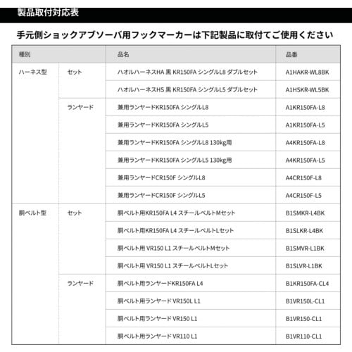 タジマ 手元側ショックアブソーバ用フックマーカー