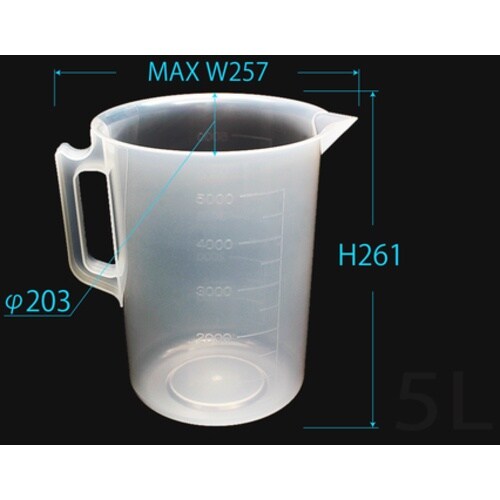 KOKUGO PPビーカー 5L 手付 目盛付