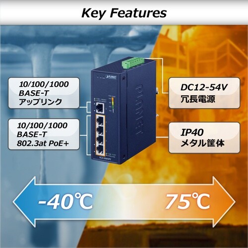 PLANET 産業用PoE+ギガビットイーサネット
