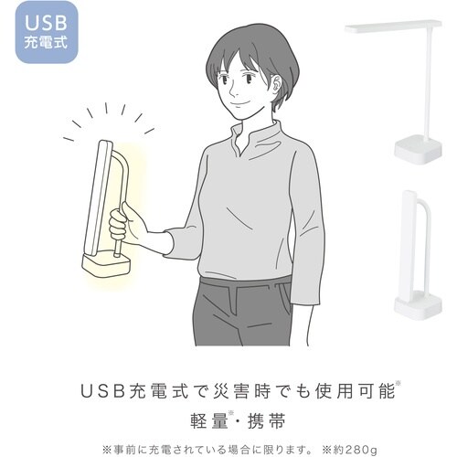 ソニック スリムLEDデスクライト USB充電式