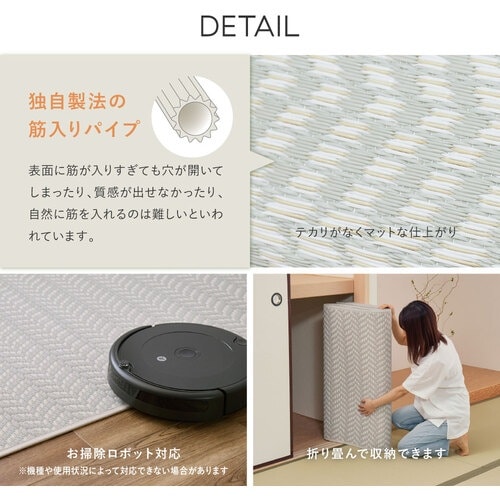 萩原 敷き詰め 洗えるい草風カーペット パスラッシ