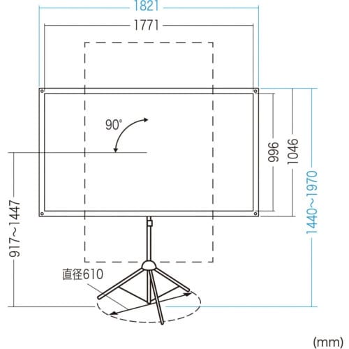 SANWA プロジェクタースクリーン(80型・三脚