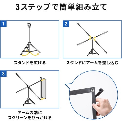 SANWA プロジェクタースクリーン(80型・三脚