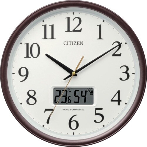 シチズン 電波時計 壁掛け時計 温湿度計付き カレ