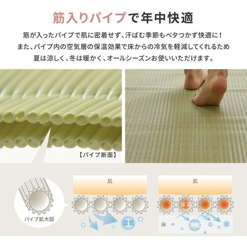 萩原 敷き詰め 洗えるい草風カーペット 四条 ピン