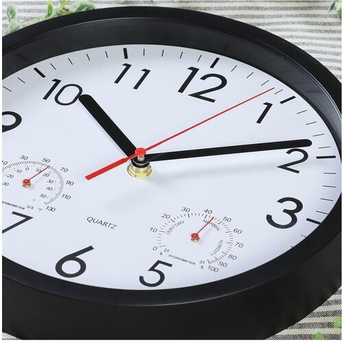 不二貿易 掛時計 温湿度計付 アーバン 25cm