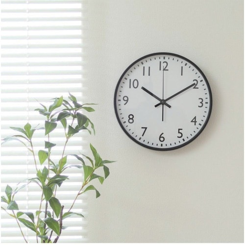 不二貿易 静音式掛時計シンプル 25cm BK