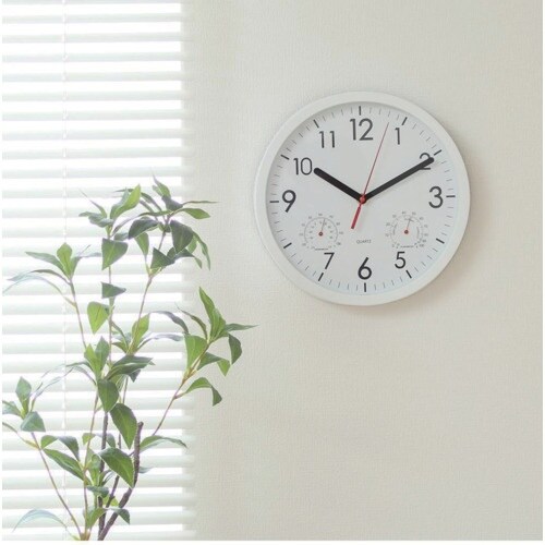不二貿易 掛時計 温湿度計付 アーバン 25cm