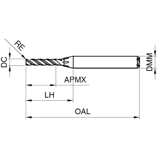 GUHRING 3枚刃エンドミル 5xD コーナー