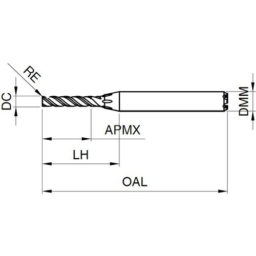 GUHRING 3枚刃エンドミル 5xD コーナー