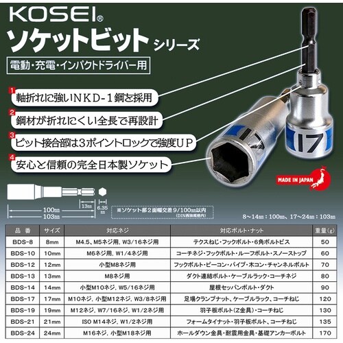 ベストツール KOSEI セミロングソケットセット