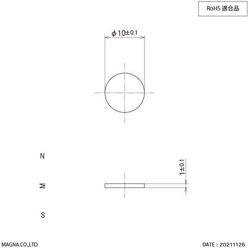MAGNA ネオジム磁石 丸型 10φ×1