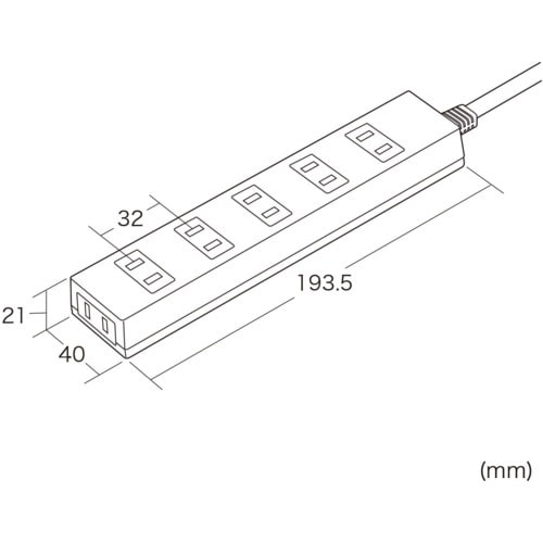 SANWA 火災予防タップ ホワイト 6個口 5m