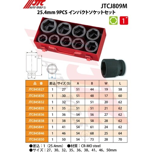 JTC 25.4mm 9PCSインパクトソケットセ