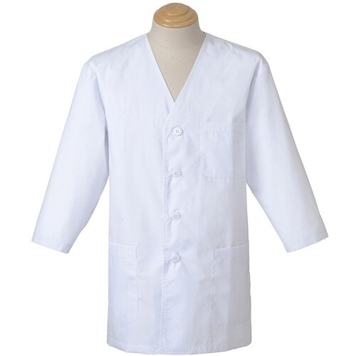 サンペックス 【男性用】衿なし・七分袖調理衣 ホワ