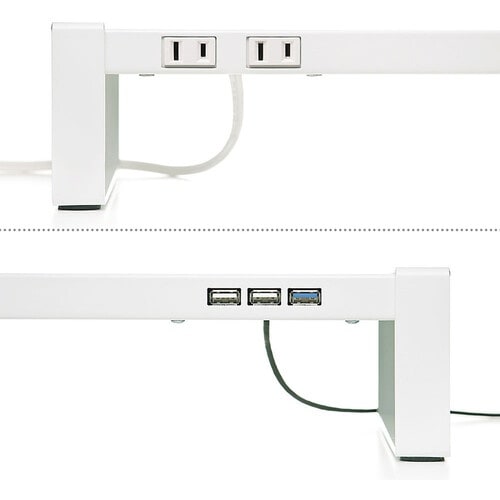 SANWA 電源タップ+USBハブ付き机上ラック(