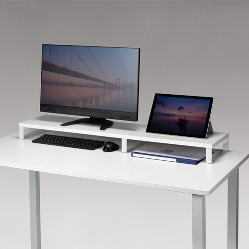 SANWA 木製机上ラック(W1000・ホワイト)