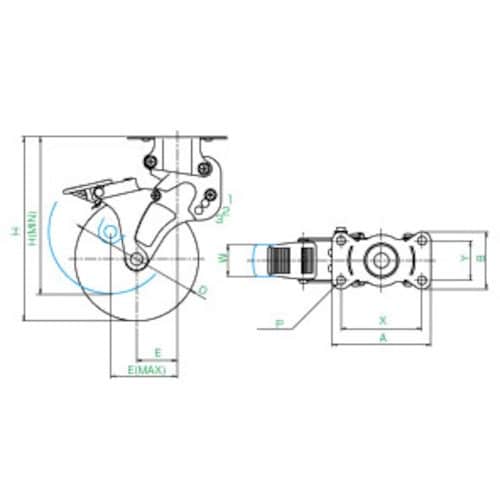 ユーエイ プレート式 固定 クッションキャスター