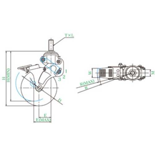 ユーエイ ねじ込み式 自在 クッションキャスター