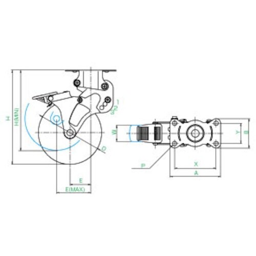ユーエイ プレート式 固定 クッションキャスター