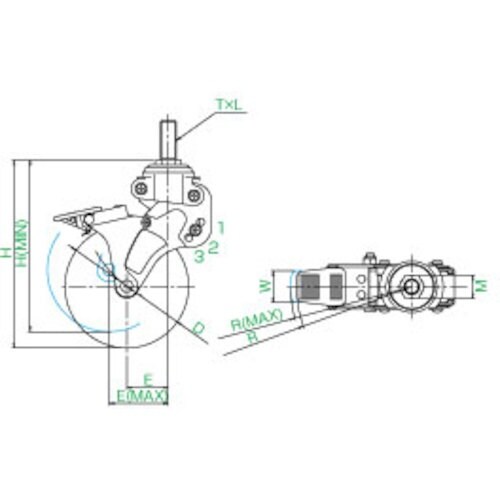 ユーエイ ねじ込み式 自在 クッションキャスター
