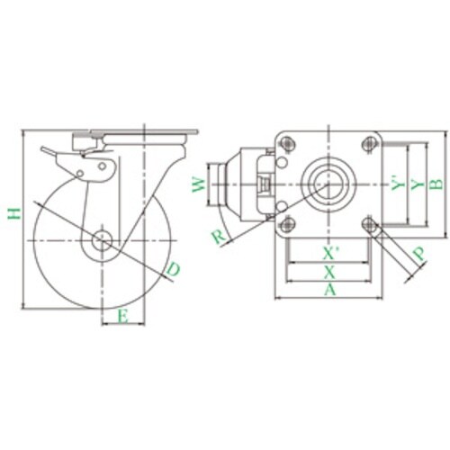 ユーエイ プレート式 自在 キャスター ナイロン