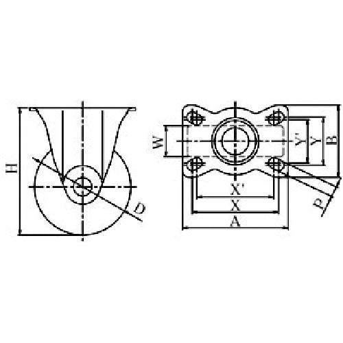 ユーエイ プレート式 固定 キャスター ゴム 車輪